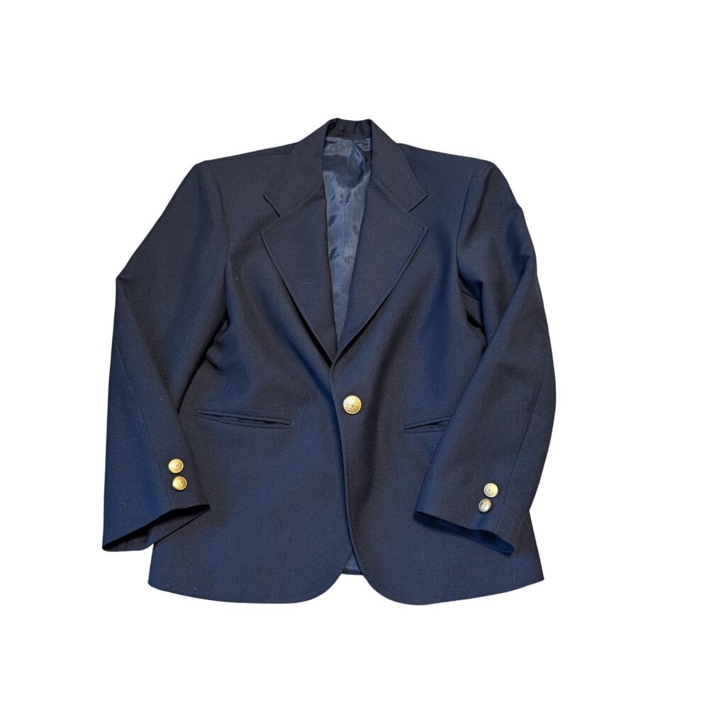 Classic boys navy blue Blazer, with gold button, approx size 10/12; Vintage